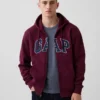 Bluza z kapturem dla dorosłych Vintagesoft Arch Logo Zip