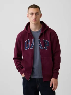 Bluza z kapturem dla dorosłych Vintagesoft Arch Logo Zip