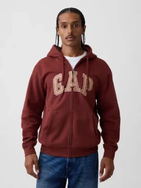 Bluza z kapturem dla dorosłych Vintagesoft Arch Logo Zip