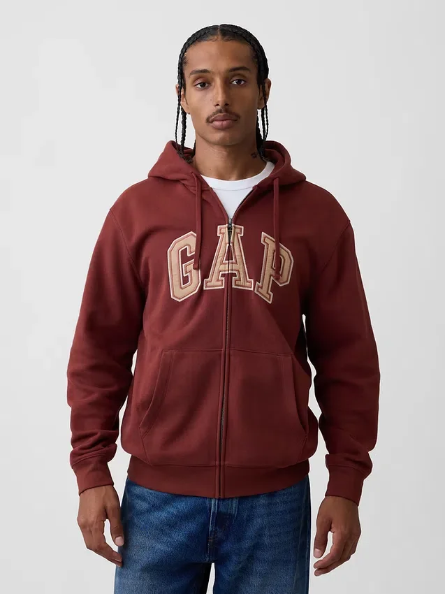 Bluza z kapturem dla dorosłych Vintagesoft Arch Logo Zip