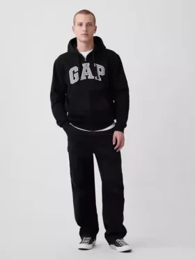 Bluza z kapturem dla dorosłych Vintagesoft Arch Logo Zip