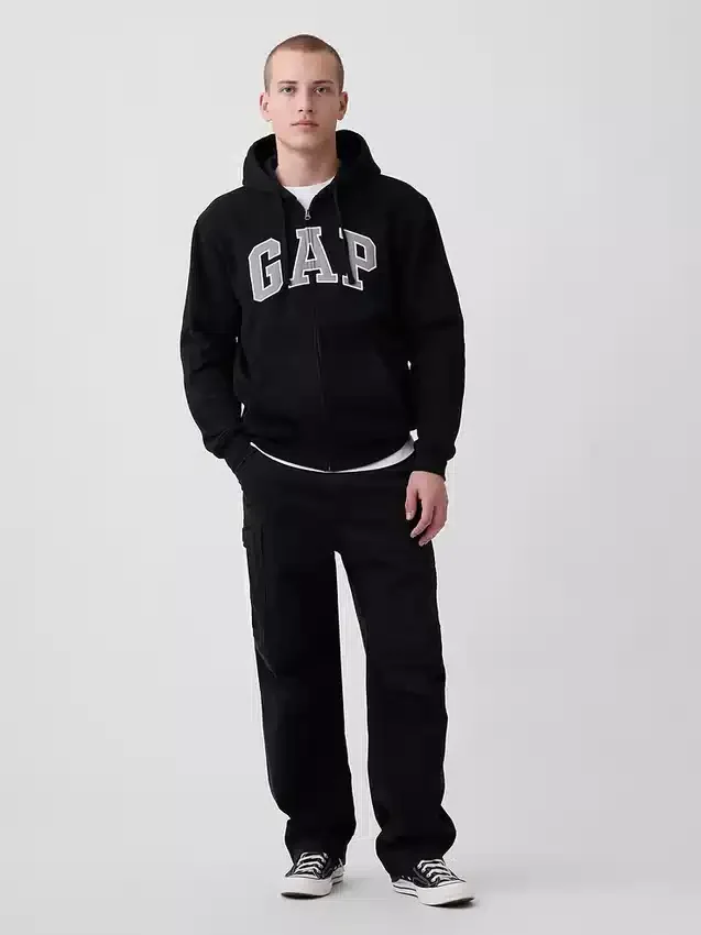 Bluza z kapturem dla dorosłych Vintagesoft Arch Logo Zip