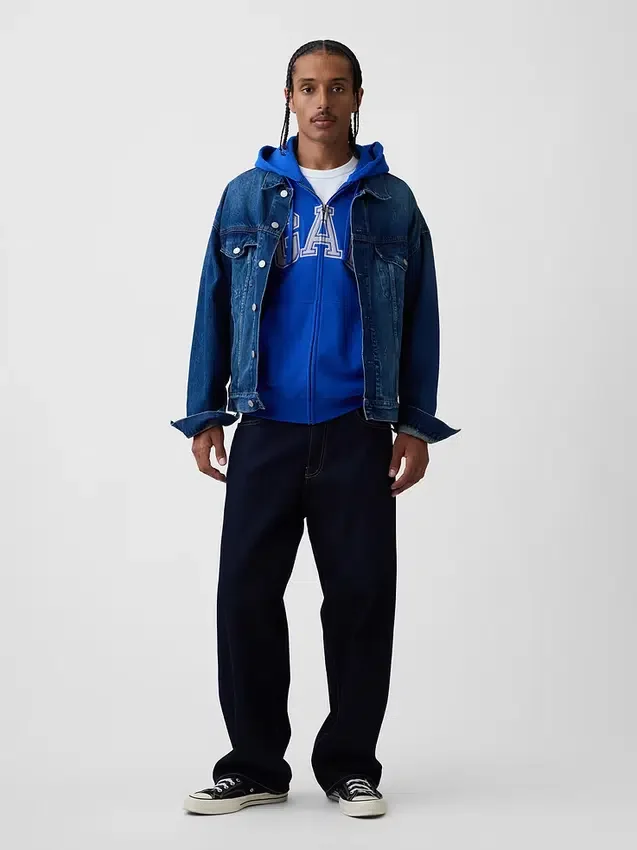 Bluza z kapturem dla dorosłych Vintagesoft Arch Logo Zip