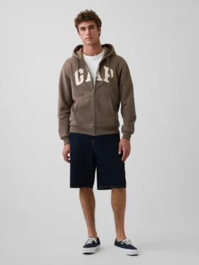 Bluza z kapturem dla dorosłych Vintagesoft Arch Logo Zip
