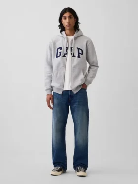 Bluza z kapturem dla dorosłych Vintagesoft Arch Logo Zip