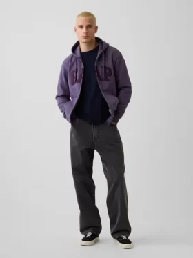 Bluza z kapturem dla dorosłych Vintagesoft Arch Logo Zip