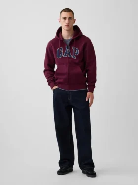 Bluza z kapturem dla dorosłych Vintagesoft Arch Logo Zip