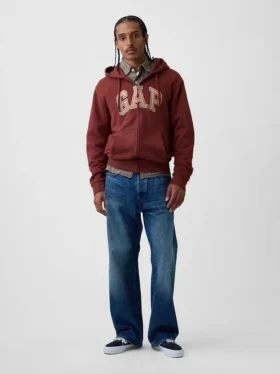 Bluza z kapturem dla dorosłych Vintagesoft Arch Logo Zip