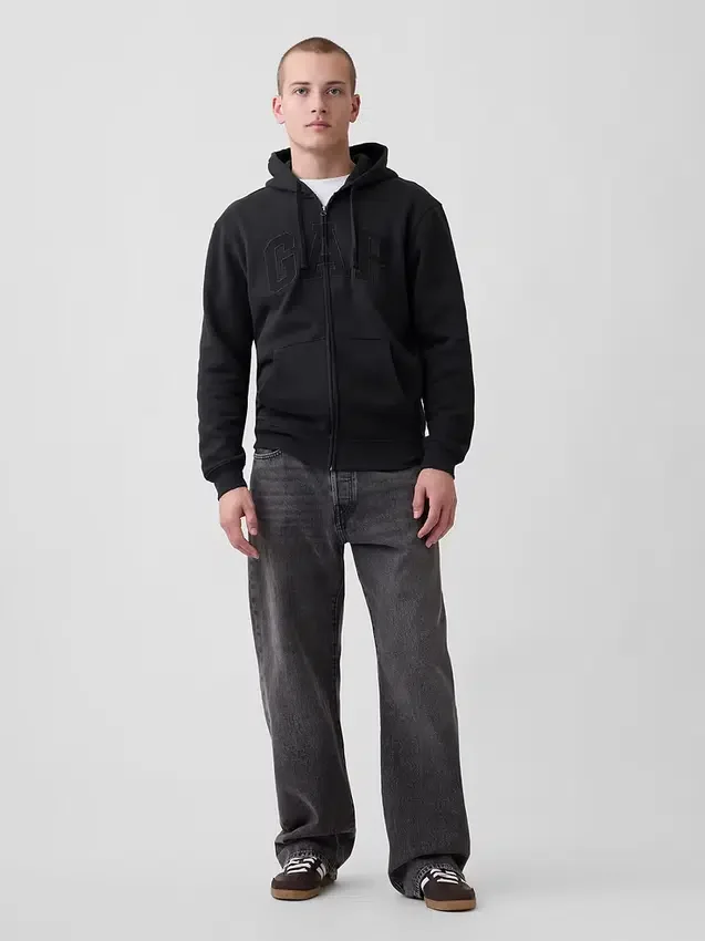Bluza z kapturem dla dorosłych Vintagesoft Arch Logo Zip