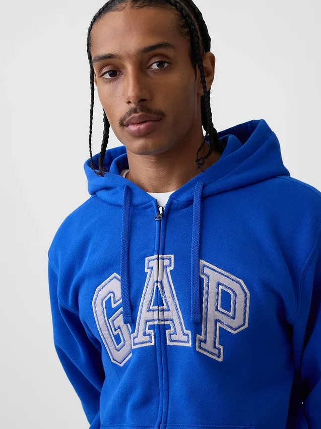 Bluza z kapturem dla dorosłych Vintagesoft Arch Logo Zip