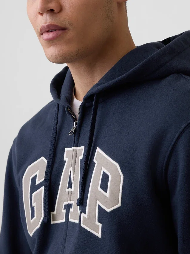 Bluza z kapturem dla dorosłych Vintagesoft Arch Logo Zip