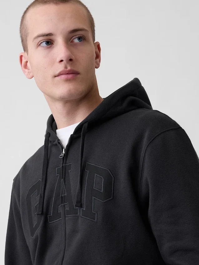 Bluza z kapturem dla dorosłych Vintagesoft Arch Logo Zip