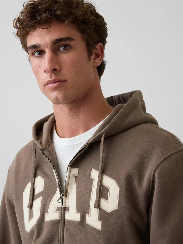 Bluza z kapturem dla dorosłych Vintagesoft Arch Logo Zip