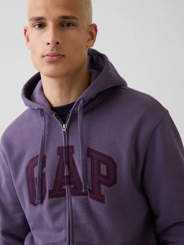 Bluza z kapturem dla dorosłych Vintagesoft Arch Logo Zip
