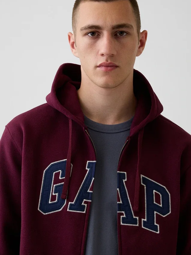 Bluza z kapturem dla dorosłych Vintagesoft Arch Logo Zip
