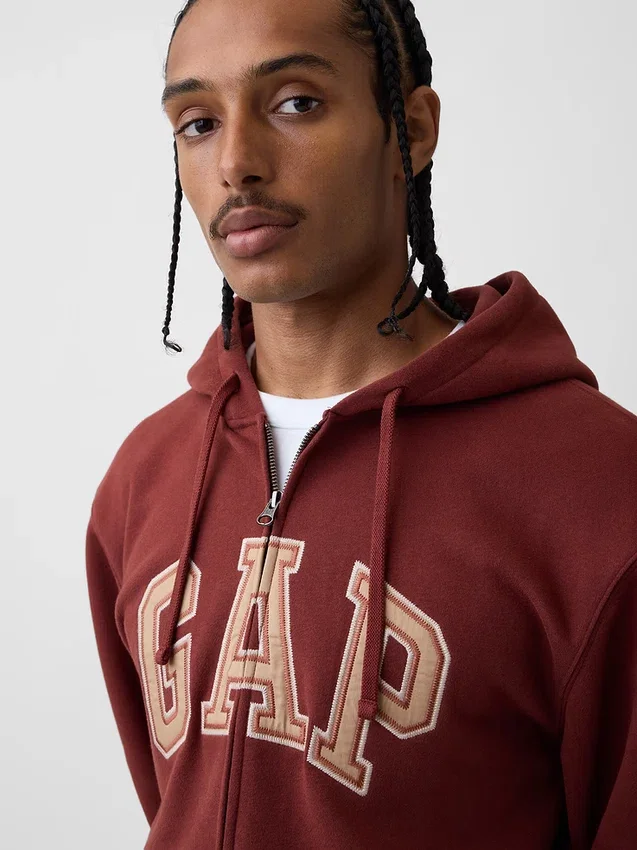 Bluza z kapturem dla dorosłych Vintagesoft Arch Logo Zip