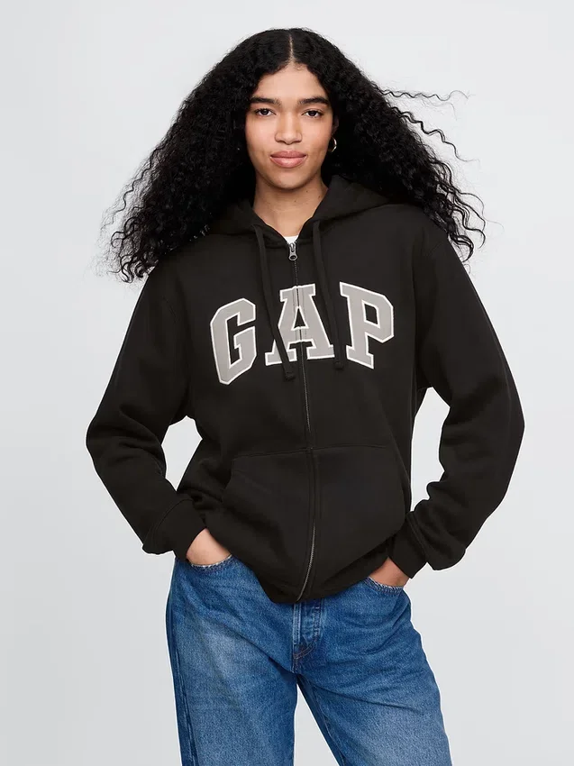Bluza z kapturem dla dorosłych Vintagesoft Arch Logo Zip