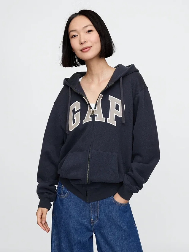 Bluza z kapturem dla dorosłych Vintagesoft Arch Logo Zip