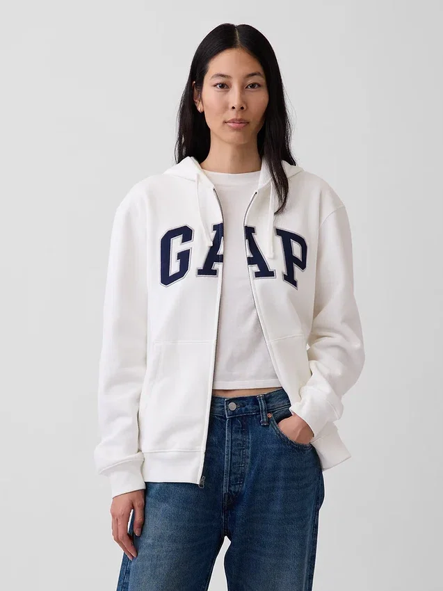 Bluza z kapturem dla dorosłych Vintagesoft Arch Logo Zip