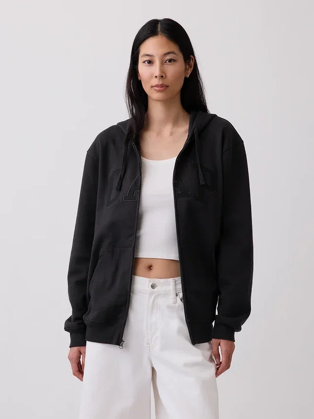 Bluza z kapturem dla dorosłych Vintagesoft Arch Logo Zip