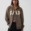 Bluza z kapturem dla dorosłych Vintagesoft Arch Logo Zip