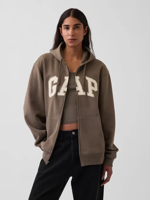 Bluza z kapturem dla dorosłych Vintagesoft Arch Logo Zip