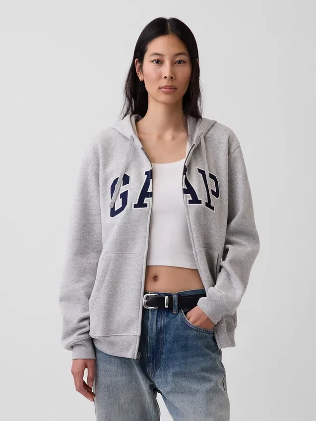 Bluza z kapturem dla dorosłych Vintagesoft Arch Logo Zip