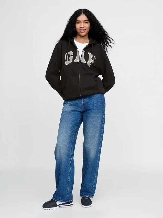 Bluza z kapturem dla dorosłych Vintagesoft Arch Logo Zip