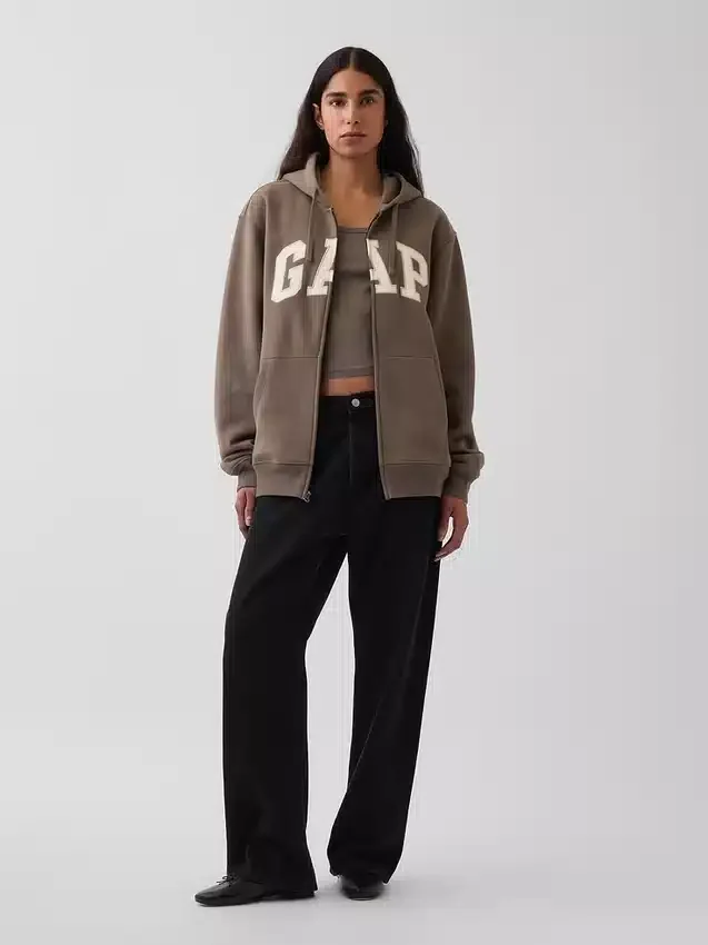 Bluza z kapturem dla dorosłych Vintagesoft Arch Logo Zip