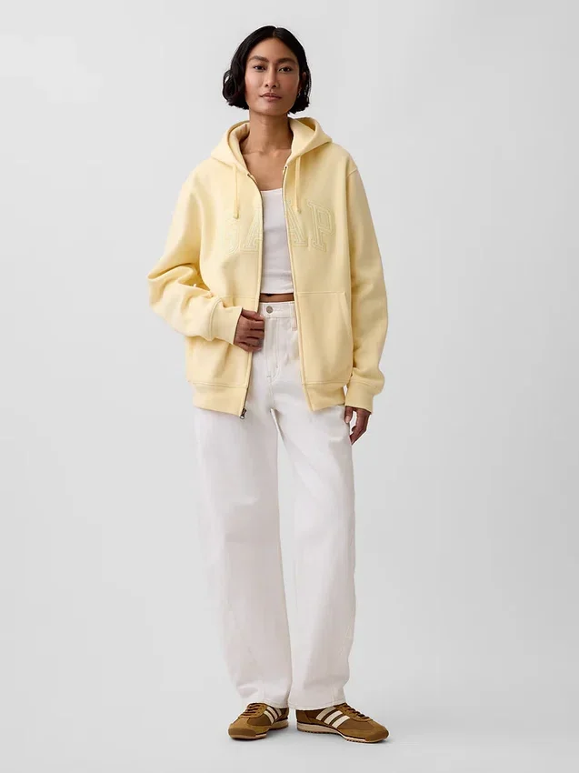 Bluza z kapturem dla dorosłych Vintagesoft Arch Logo Zip