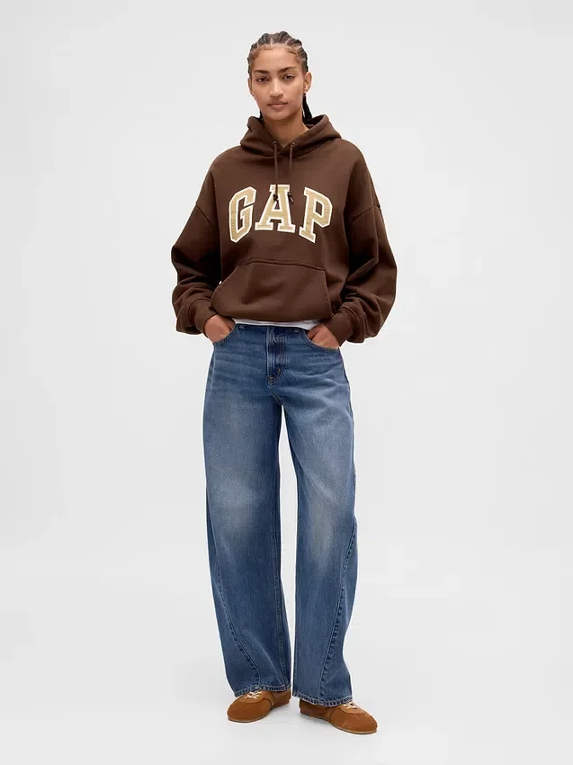 Bluza z kapturem dla dorosłych z bardzo grubej dzianiny frotte typu French Terry, oversize, z logo