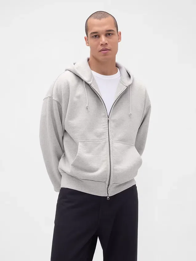 Bluza z kapturem dla dorosłych z bardzo grubej dzianiny frotte z zamkiem błyskawicznym