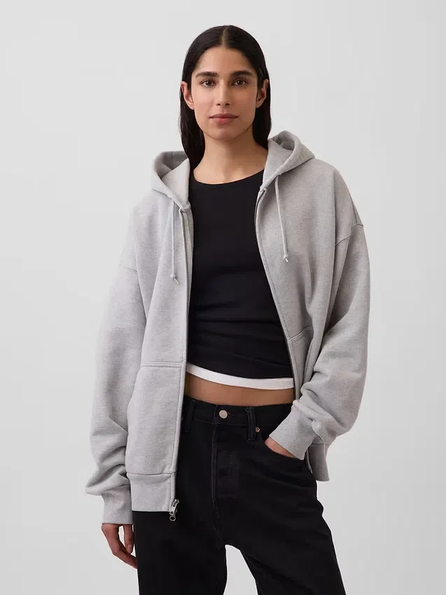Bluza z kapturem dla dorosłych z bardzo grubej dzianiny frotte z zamkiem błyskawicznym