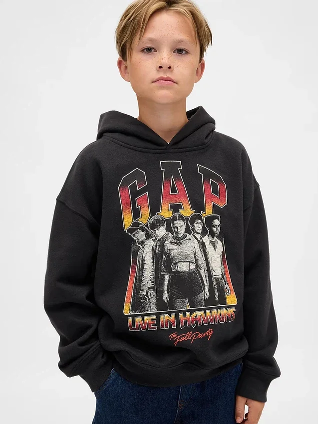 Bluza z kapturem dla dzieci „Stranger Things” z nadrukiem Vintagesoft