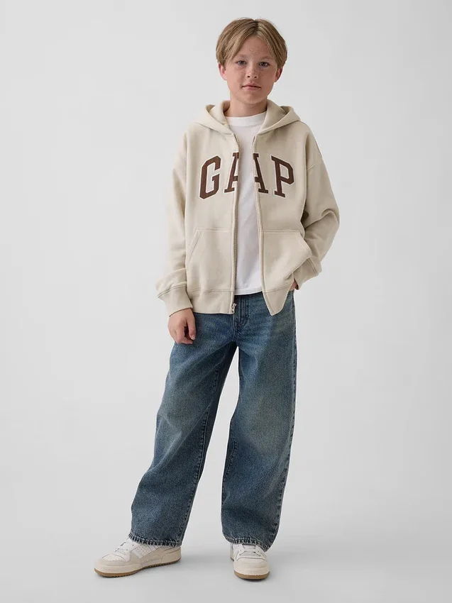 Bluza z kapturem dla dzieci Vintagesoft z logo i zamkiem