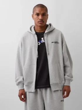Bluza z kapturem GAP × Awake Ny z grubej dzianiny, oversize, z logo i zamkiem