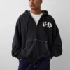 Bluza z kapturem GAP × Awake Ny z grubej dzianiny, oversize, z logo i zamkiem