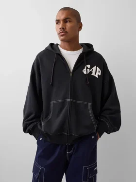 Bluza z kapturem GAP × Awake Ny z grubej dzianiny, oversize, z logo i zamkiem