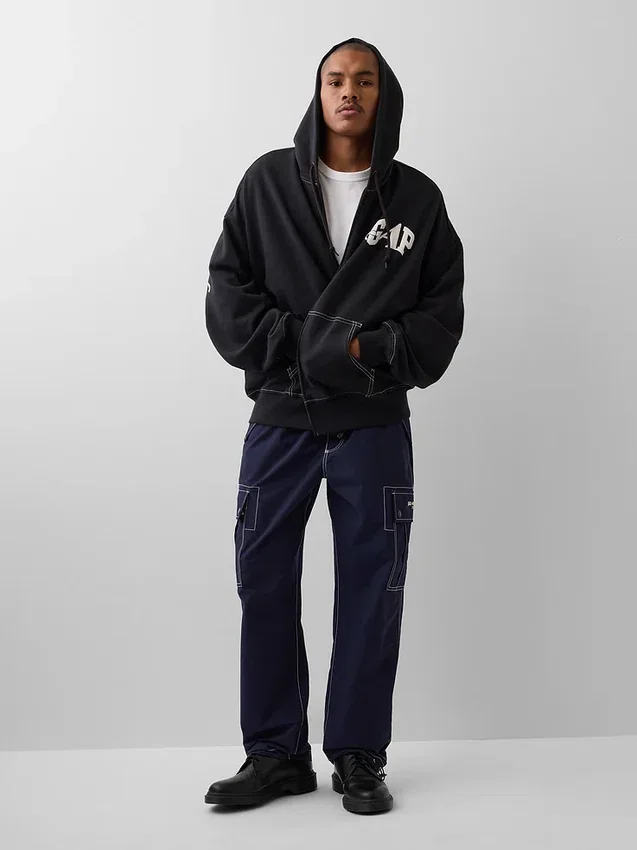 Bluza z kapturem GAP × Awake Ny z grubej dzianiny, oversize, z logo i zamkiem