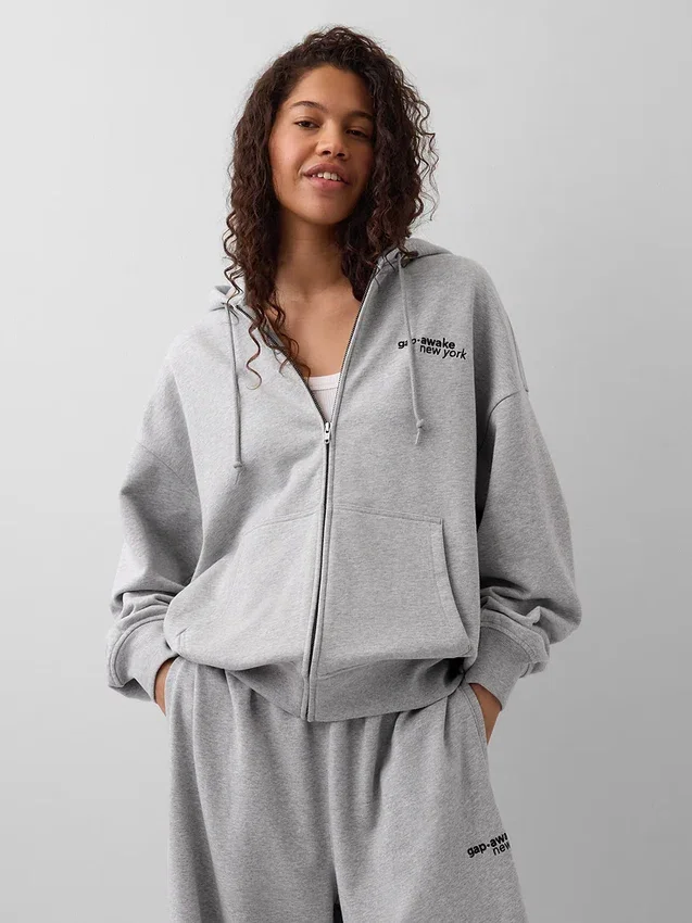 Bluza z kapturem GAP × Awake Ny z grubej dzianiny, oversize, z logo i zamkiem