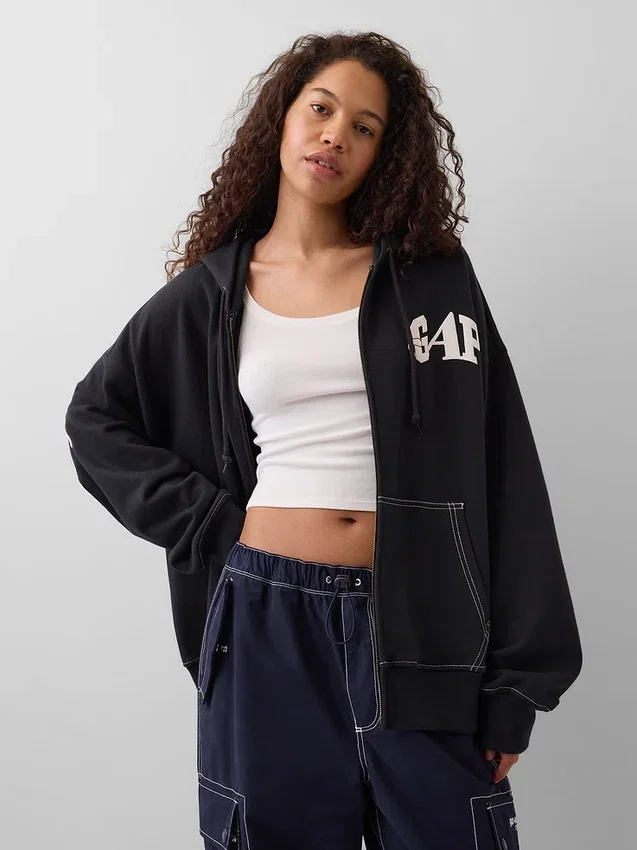Bluza z kapturem GAP × Awake Ny z grubej dzianiny, oversize, z logo i zamkiem