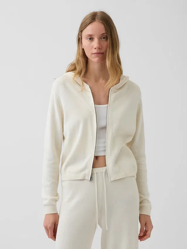 Bluza z kapturem o luźnym kroju, w 100% z bawełny, zapinana na zamek