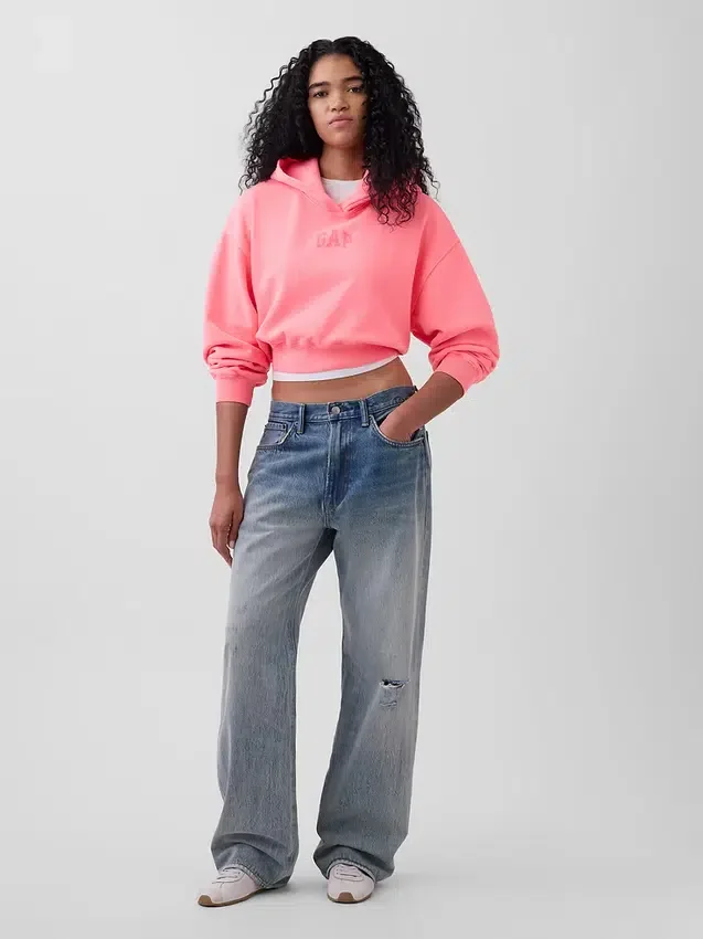 Bluza z kapturem Vintagesoft Oversized Crop Logo