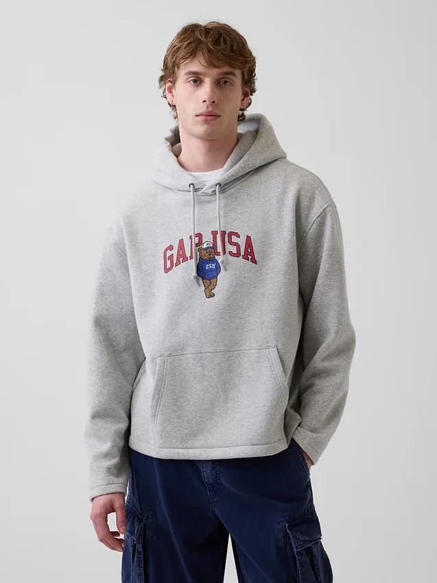 Bluza z kapturem Vintagesoft Oversized z logo Americana