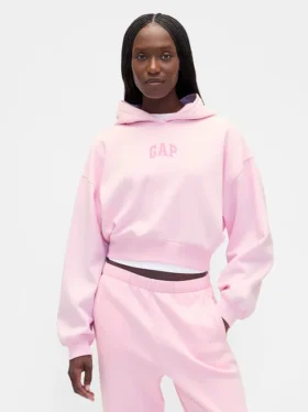 Bluza z kapturem Vintagesoft z logo, krój crop