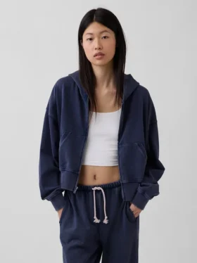 Bluza z kapturem z miękkiej dzianiny frotte „Vintage”