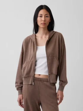 Bluza z kapturem z miękkiej dzianiny frotte „Vintage”