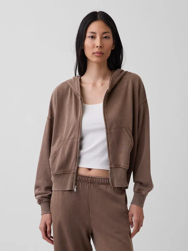 Bluza z kapturem z miękkiej dzianiny frotte „Vintage”