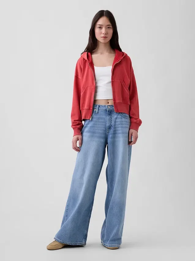 Bluza z kapturem z miękkiej dzianiny frotte „Vintage”