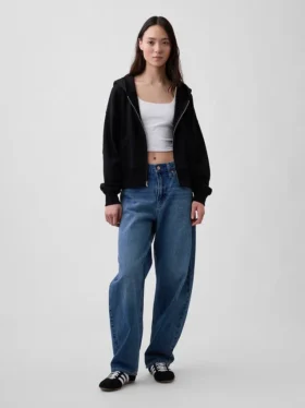 Bluza z kapturem z miękkiej dzianiny frotte „Vintage”